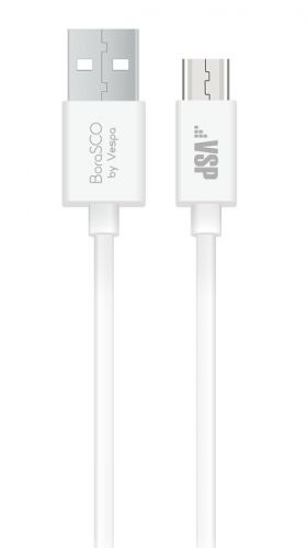 Дата-кабель USB-micro USB; 2А;1м; белый Borasco