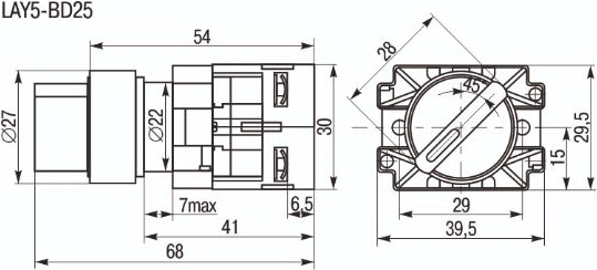 Переключатель LAY5-BJ25 2 пол. I-0 длин ручка 1но, IP40 IEK