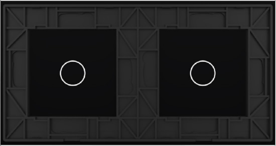 Панель для двух сенсорных выключателей Livolo, 2 клавиши (1+1), цвет черный, стекло