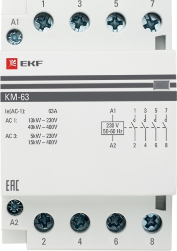 Контактор КМ 63А 400В 4NО (3 мод.) PROxima
