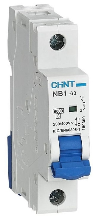 Выключатель автоматический модульный 1п C 63А 6кА NB1-63 (R) CHINT 179626