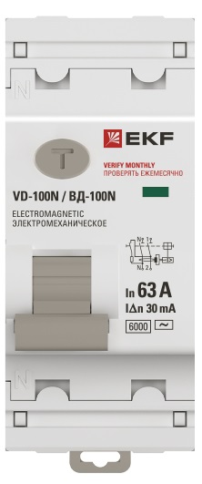 Выключатель дифференциального тока ВД-100N 2P 63А 30мА тип AC эл-мех 6кА PROXIMA EKF