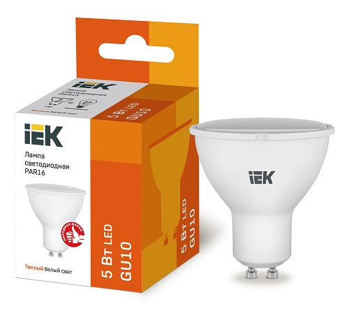 Лампа LED PAR16 GU10 3000К 5Вт 450Lm IEK