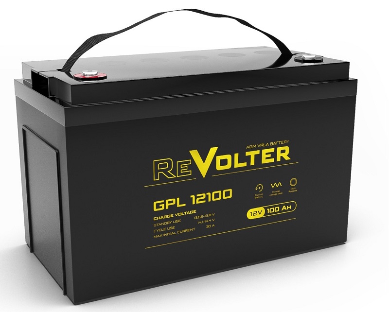 Аккумуляторная батарея Revolter GL 12100 (12В 100Ач) (330x172x218)