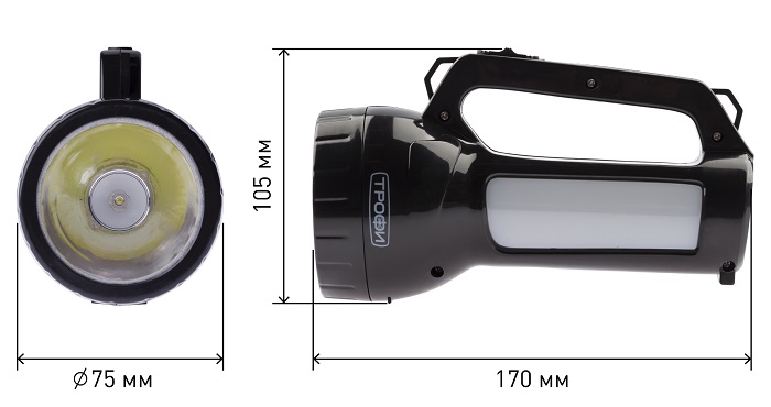 Светодиодный фонарь Трофи PA-504 прожекторный аккумуляторный со встроенным светильником