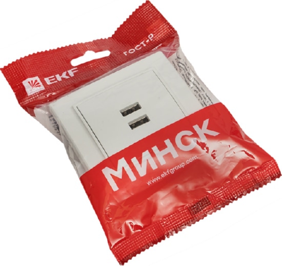Розетка СП USB 2-я 2,1А 5В белая Basic Минск