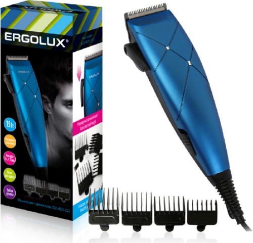 Машинка для стрижки волос черный с синим 15Вт ERGOLUX ELX-HC05-C45
