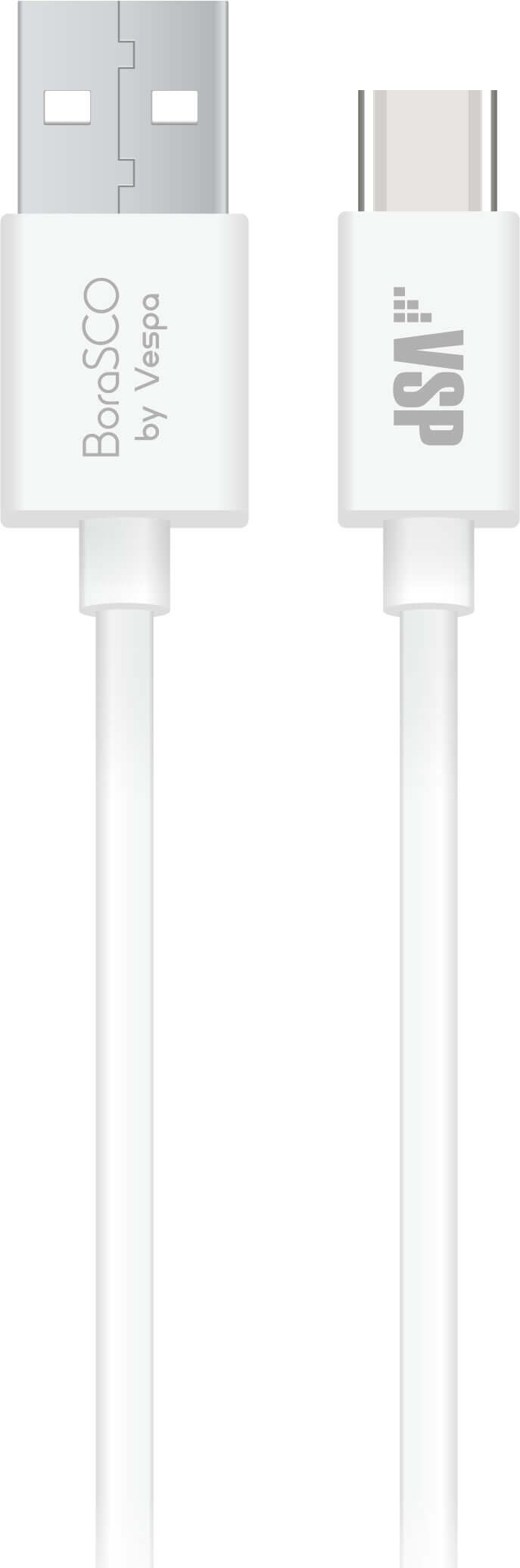 Дата-кабель USB-Type-C; 2А;1м; белый  Borasco