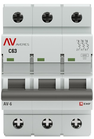 Автоматический выключатель AV-6 C63/3 6кА  AVERES EKF