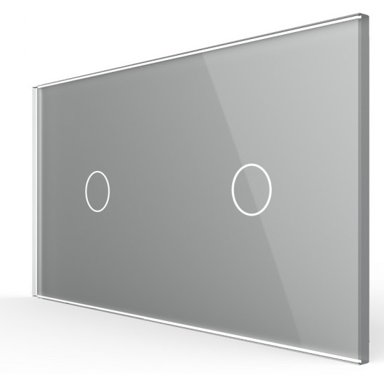 Панель для двух сенсорных выключателей Livolo, 2 клавиши (1+1), цвет серый, стекло