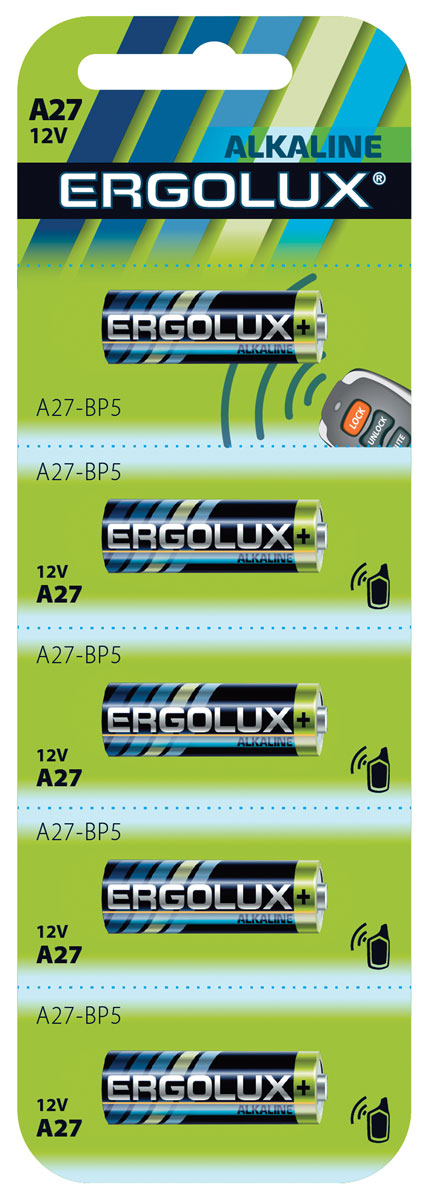 Элемент питания Ergolux LR27A BL-5 (A27-BP5, батарейка,12В)
