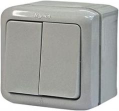 СЕРЫЙ_Выключатель 2кл., наружной установки IP44 (782332) LEGRAND