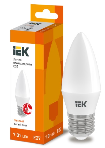 Распродажа_Лампа LED свеча LED-C35 eco 7Вт 230В 3000К E27, 630Lm IEK
