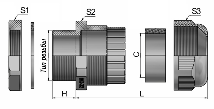 Кабельный ввод PG11 (5-10 мм) серый пластик IP68 (Гофроматик)