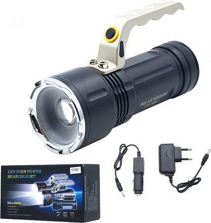Ручной большой фонарь 3 режима ZOOM аккумуляторный в металле YYC-688-1  1-10