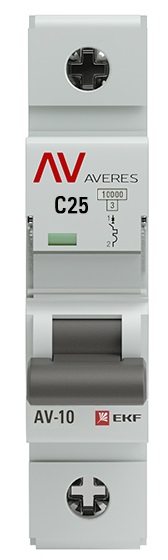 Автоматический выключатель AV-10 1P 25A (C) 10kA EKF AVERES