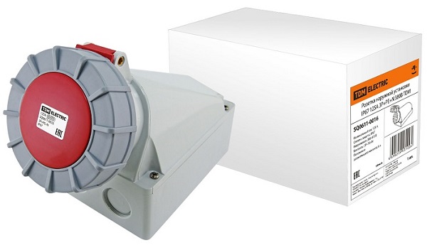 Розетка стационарная 125А 5п (3P+N+PE) 145 IP67, 380В TDM