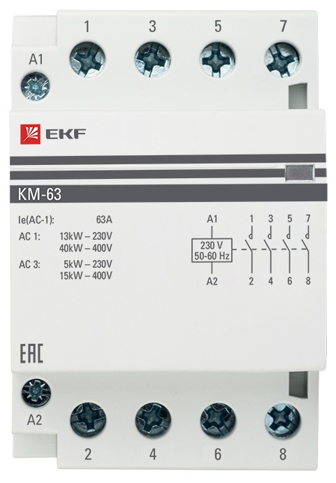 Контактор КМ 63А 400В 4NО (3 мод.) PROxima