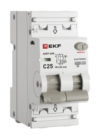 АВДТ-63N C25/1+N 30мА, тип А, 6кА PROXIMA EKF