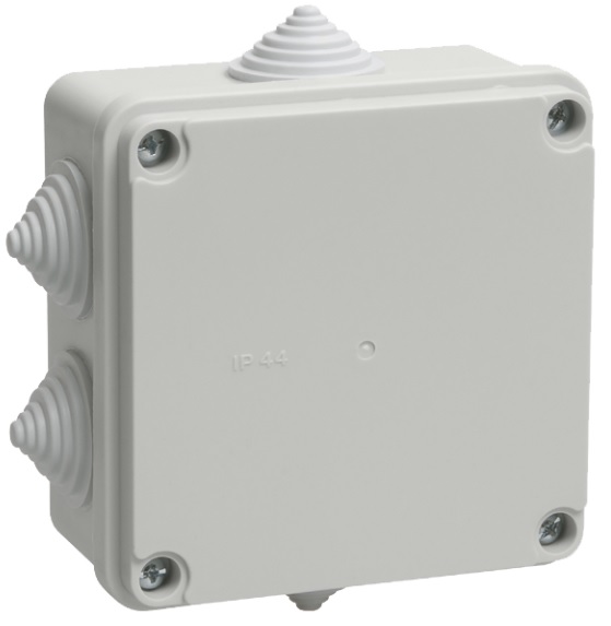 Коробка распред. о/п 100х100х56 IP44 СЕРАЯ 6 сальников КМ41233 IEK (48)