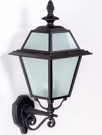 Светильник Faro Бра вверх Bl 100Wt, E27, IP44,  корпус металл, рассеиватель стекло (желтый овал)