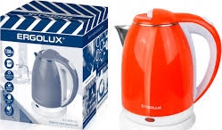 Чайник электрический оранжево-белый ПРОМО 1.8л., 1500 Вт ERGOLUX ELX-KS07-C37 (нерж.сталь/пластик, 1