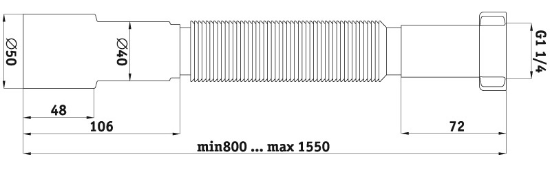 Гибкая труба 1 1/4"*40/50 удлиненная K216