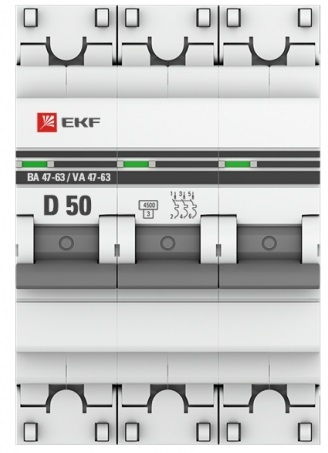 Автоматический выключатель ВА 47-63 3P 50А (D) 4,5kA 400В EKF PROxima