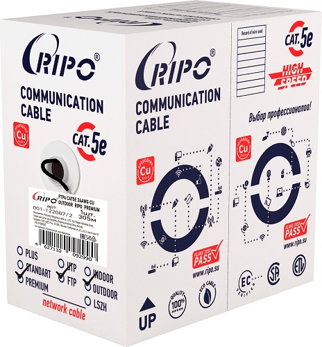 Кабель RIPO FTP4 CAT5E 24AWG 305м Cu (медь, outdoor)