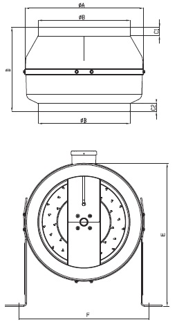 Круглый канальный вентилятор BDTX 160-A (440м3/ч, 230В, 45дБ, IP44)