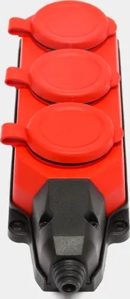 Колодка ОУ 3-ая каучук с/з 16A IP44 красная