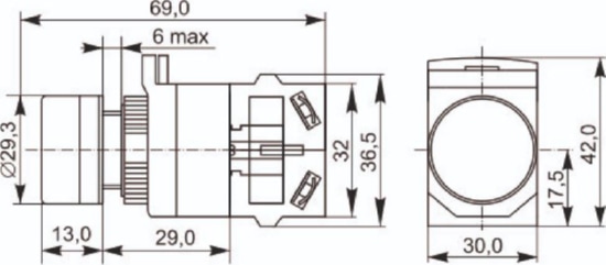 Кнопка управления D8-11T d=22мм 1з+1р с фиксацией красная IEK