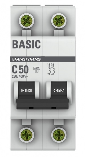Автоматический выключатель ВА 47-29 C50/2 4.5кА Basic EKF