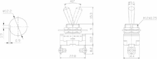 Тумблер 220V 10А (2c) ON-OFF однополюсный Mini (ASW-23) REXANT