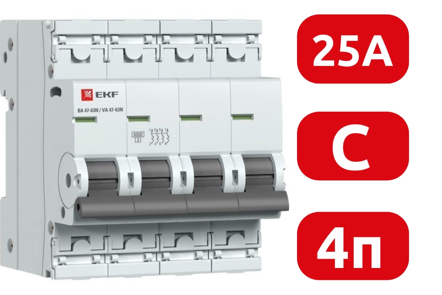 Автоматический выключатель ВА 47-63N C25/4 6кА Proxima EKF