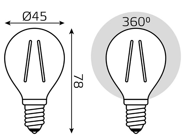 Лампа LED G45 E14 2700К 7Вт 550Лм упак.3Шт Filament Elementary Gauss