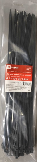 Хомут 4,8*400 черный нейлон UV (100 шт.) Basic (EKF)