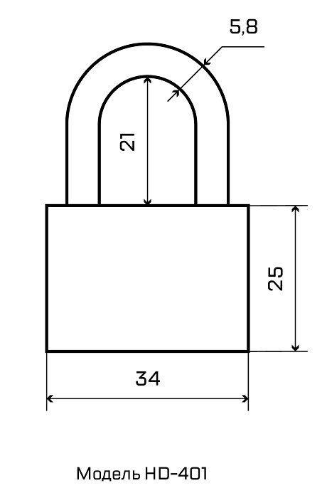 Замок навесной HD-401 d5,8мм ЕВРОПАКЕТ СТАНДАРТ