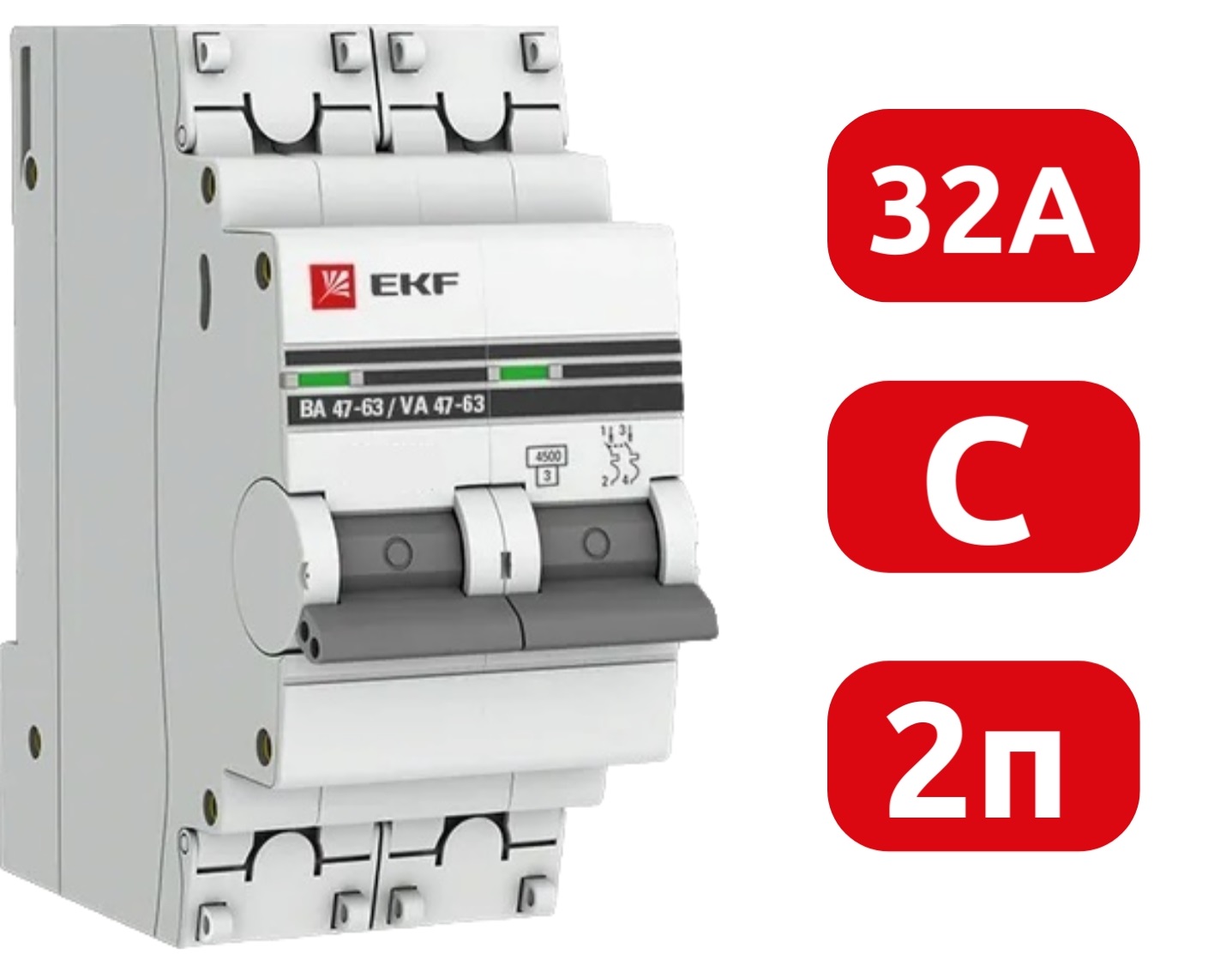 Автоматический выключатель ВА 47-63 C32/2 4.5кА Proxima EKF РАСПРОДАЖА