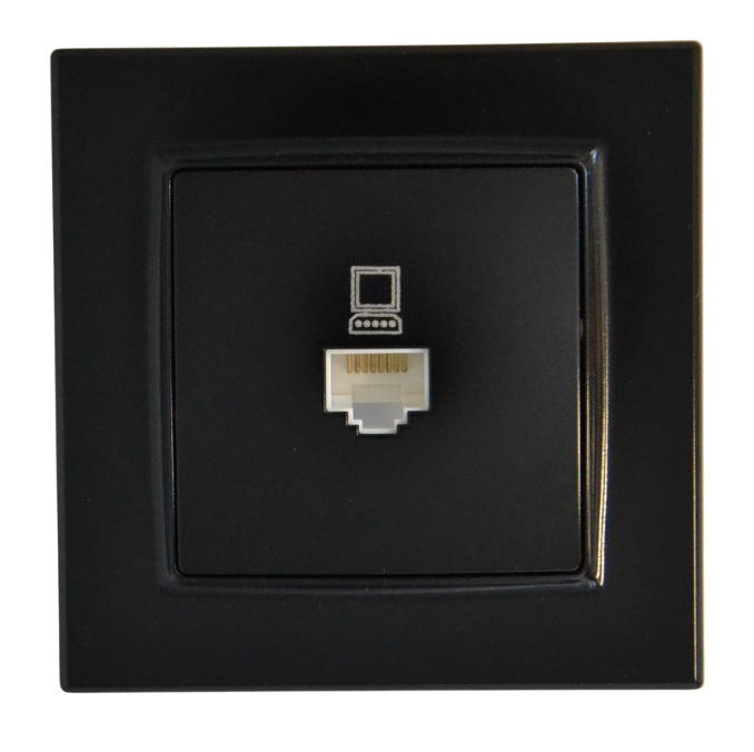 Розетка RJ45 (cat 5e) 1-я чёрная SD-P1015B AWSPRODUCTS