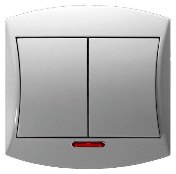 Выключатель LP-2TS 877   2кл. с подсветкой 10А IP20