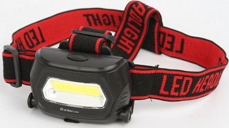 Фонарь налобный Ultraflash LED5359 (аккум 5В, черный COB 3 Ватт, 3реж.,пласт.,бокс)