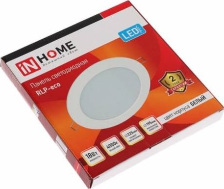 Панель LED INHOME RLP-eco 18Вт 230В 4000К 1080Лм 225/205мм белая IP40