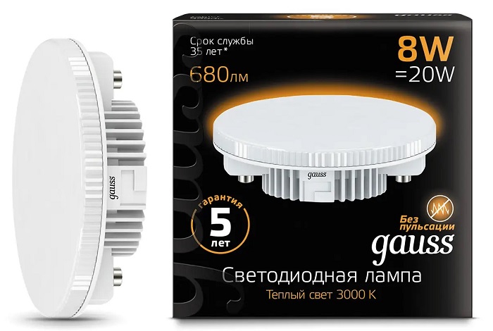 Лампа LED T75 GX53 3000K 8Вт 680Лм Gauss