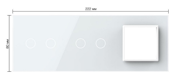 Панель для двух сенсорных выключателей и розетки Livolo, 4 клавиши (2+2), цвет белый, стекло