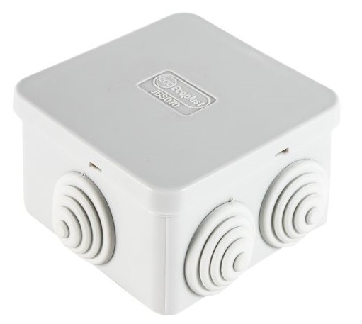 Коробка распред. о/п 85х85х40 IP44 СЕРАЯ 6 сальников JBS080 Ecoplast (174)