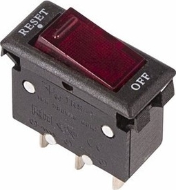 Выключатель - автомат клавишный 250V 15А (3с) RESET-OFF красный  с подсветкой  REXANT