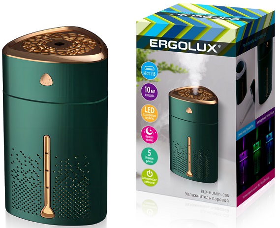 Увлажнитель зелено-золотой ERGOLUX ELX-HUM01-C05