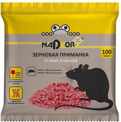 Зерновая приманка от мышей и крыс, 100г Nadzor