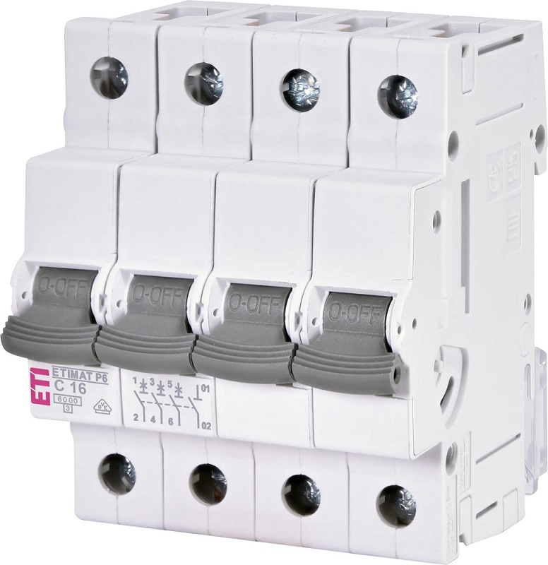 Автоматический выключатель ETIMAT P6 C16/3+N 6кA ETI